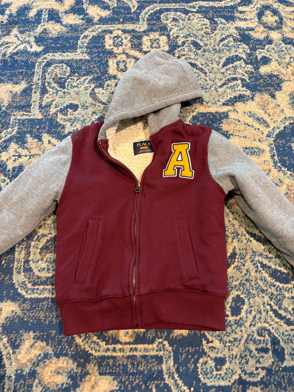 Boys fleece Children’s Place Letter “A” fleece jacket